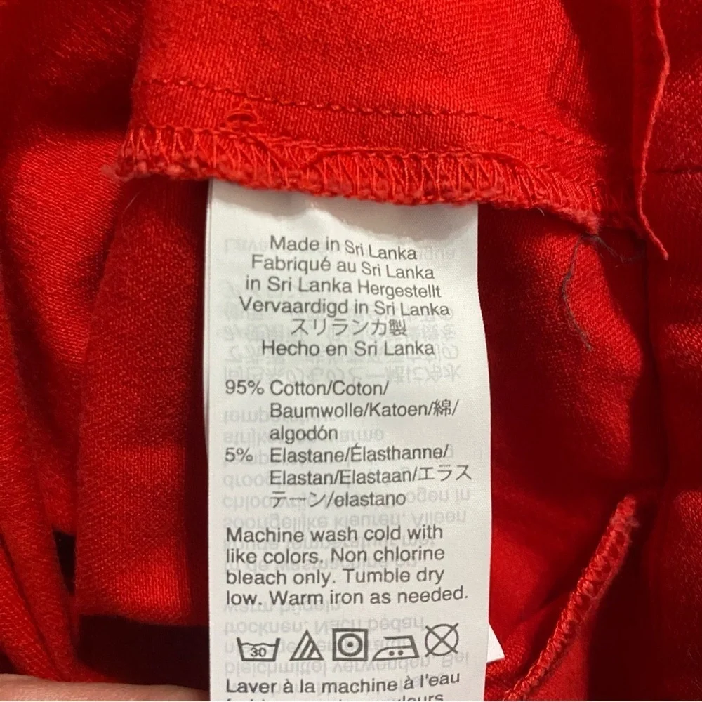 J Crew Red Winnie Ankle Pant Stretch Cotton